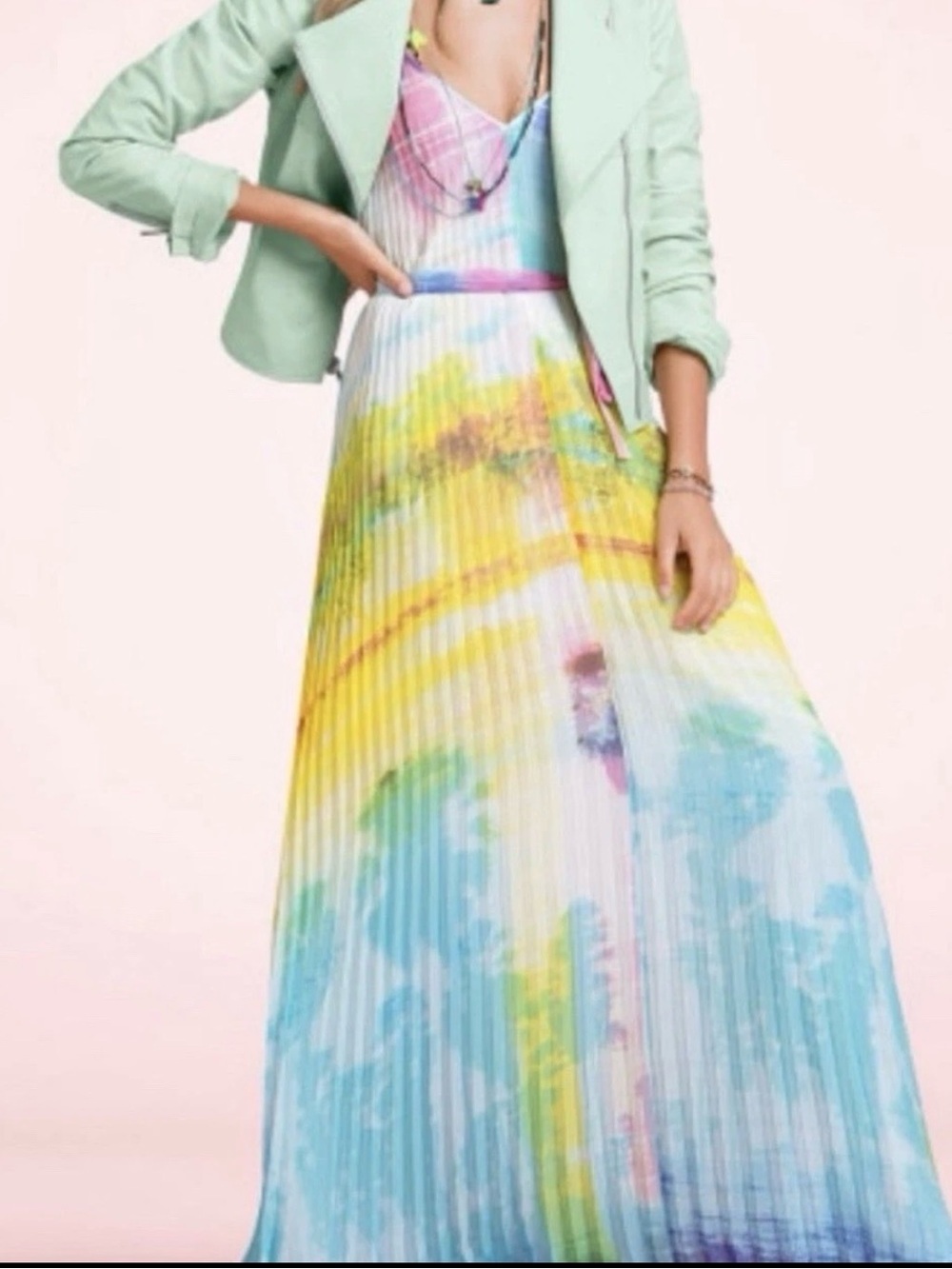 Victoria's Secret Pastel Rainbow Pleated Maxi Dress